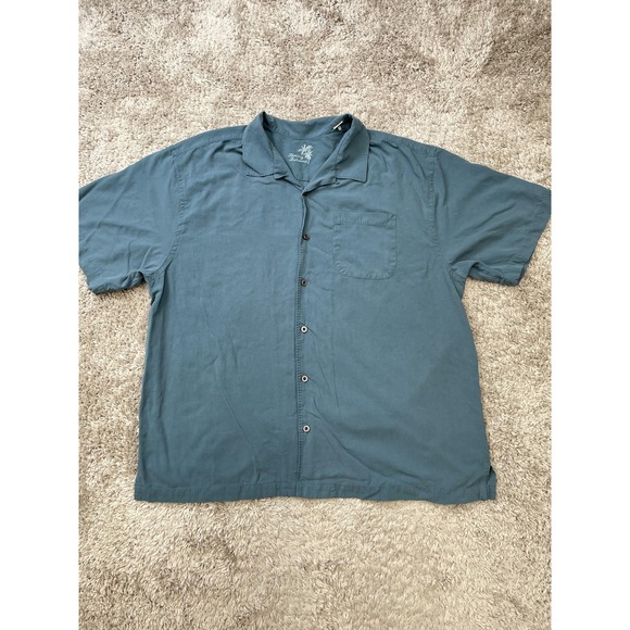 Tommy Bahama Shirt Mens 2XB Blue 100% Silk Camp Collar Short Sleeve Button Front - Picture 1 of 11